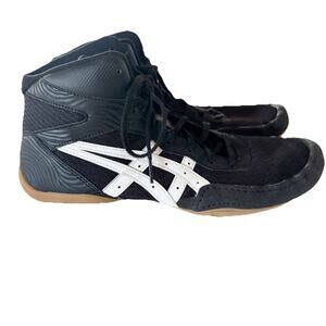 ASICS Matflex 7 Mens Size 10.5 Black White Leather Wrestling Shoes 1081A051